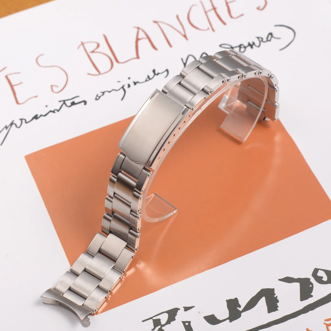 Silver Screw Vintage Oyster Curved End Watch Strap Band 19mm 20mm Stainless Steel Bracelet for RLX Watches