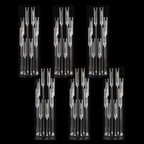 6 Pack Clear Acrylic 8-Arm Floor Candelabra Centerpiece, 38.5" Tall Candle Stand for Wedding Banquet Party Table Christmas Decor