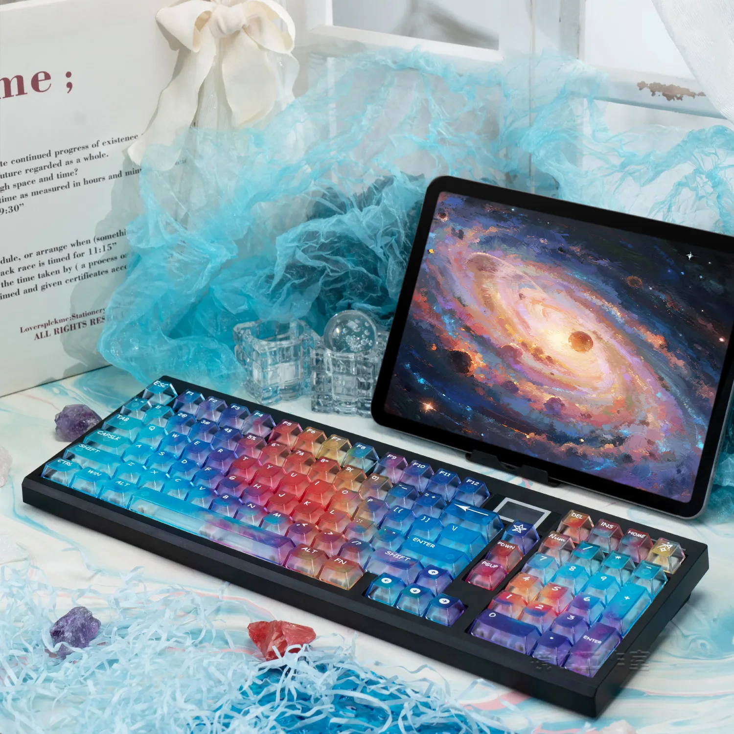 119 Keys Nebula Theme Translucent PC Keycaps Cute Key Cap Cherry PBT Keycap for Made68 Mad68 Wooting 60  ISO Keys