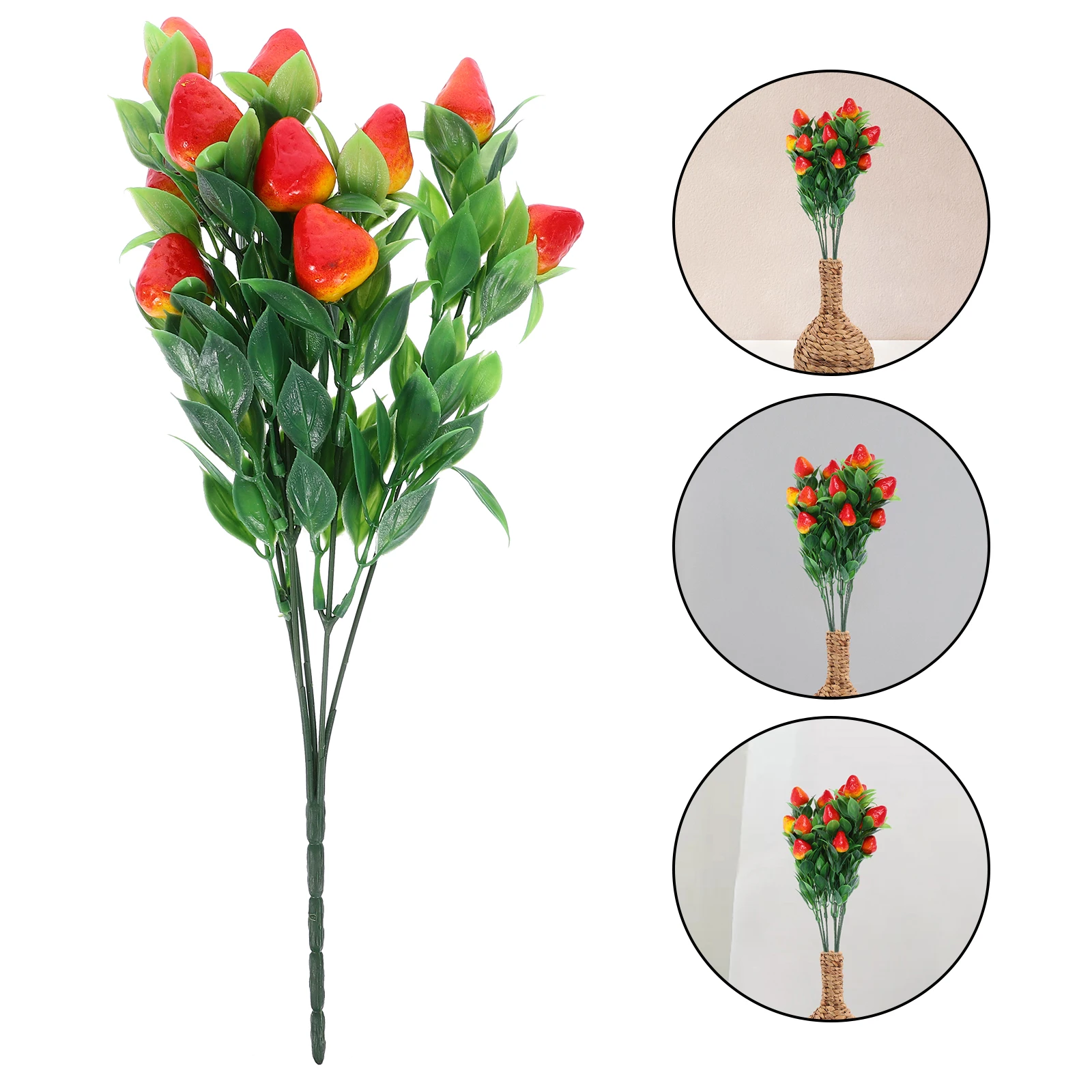 

2Pcs Artificial Strawberry Stems PVCBouquet Pink Home Office Birthday Party Decor Faux Fruit Branches DIY Craft Wreaths