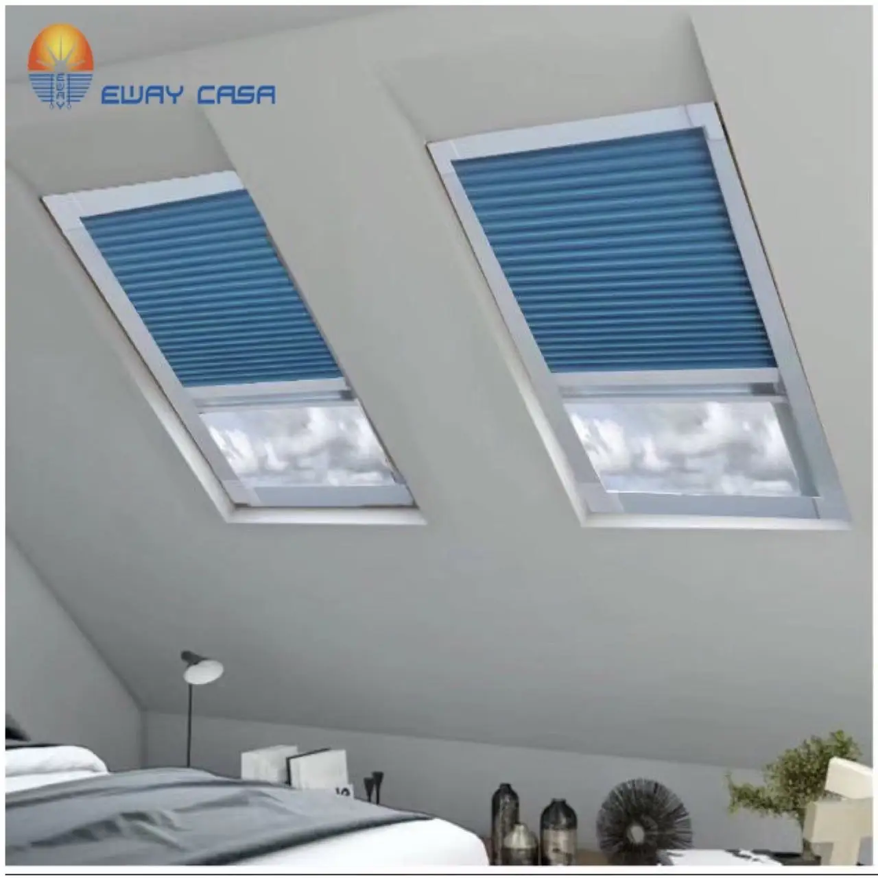 EWAY CASA Skylight Blinds Blackout Blinds Honeycomb Sunshade Cellular Shades for Roof Windows Pleated Sliding Blinds HCB-SKH-SLY