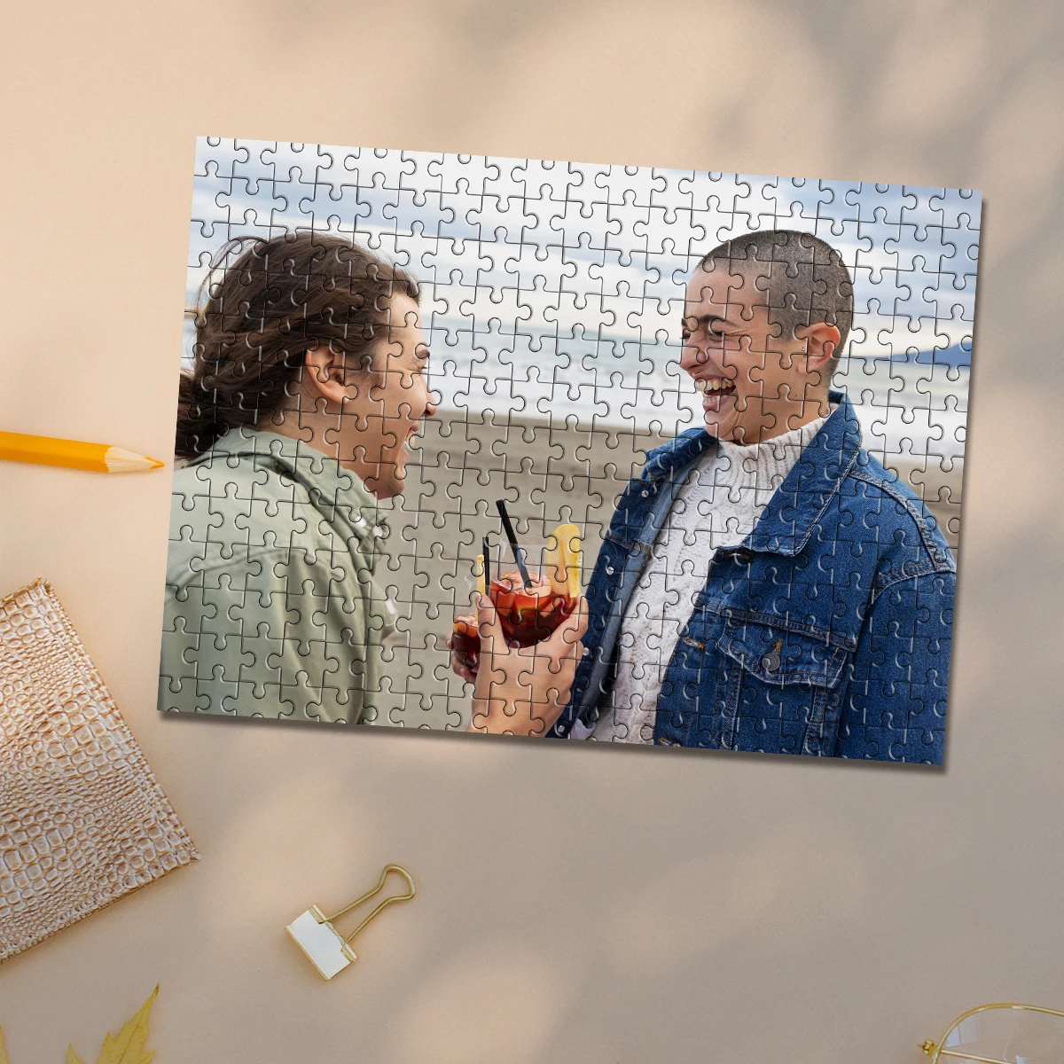 35/300/500/1000pcs Personalized Custom Photo Puzzle couple photos Father's Day Back To School Halloween Christmas New Year