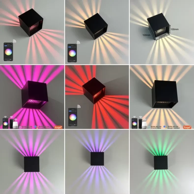 Picture 3: Tuya Smart Cube LED Wall Lamp Up Down 7 Beam IP65 Waterproof Dimmable Color Changing Outdoor Sconce Light/WiFi-Zigbee