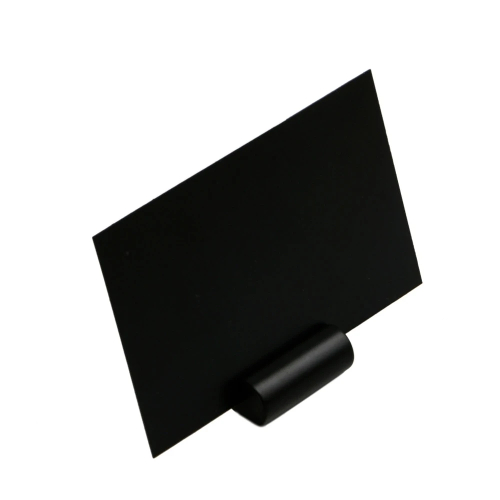 Write On  Black Tag Clip Wet-erase Blackboard Price Chalkboard Business Name Card Stand Metal