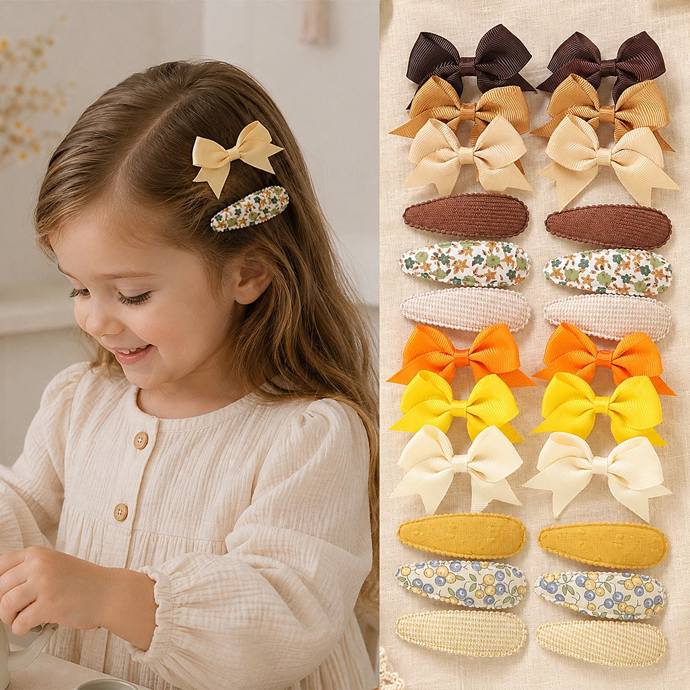 1 Set Bow BB Hair Clip Suitable Children's Party Outfits in Autumn and Winter Daily Decorative Clip Girls' Hair Accessory Set