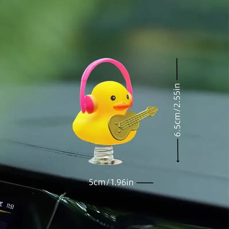 Car Rubber Duck With Holder, Yellow Duck Decoration Dashboard with Springs for Car Dashboard Decorations