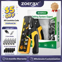 ZoeRax 10 adet Cat7 konnektörleri ve gerilme kabartma botları, Ethernet tel kesici Crimper ile RJ45 sıkma aleti geçer