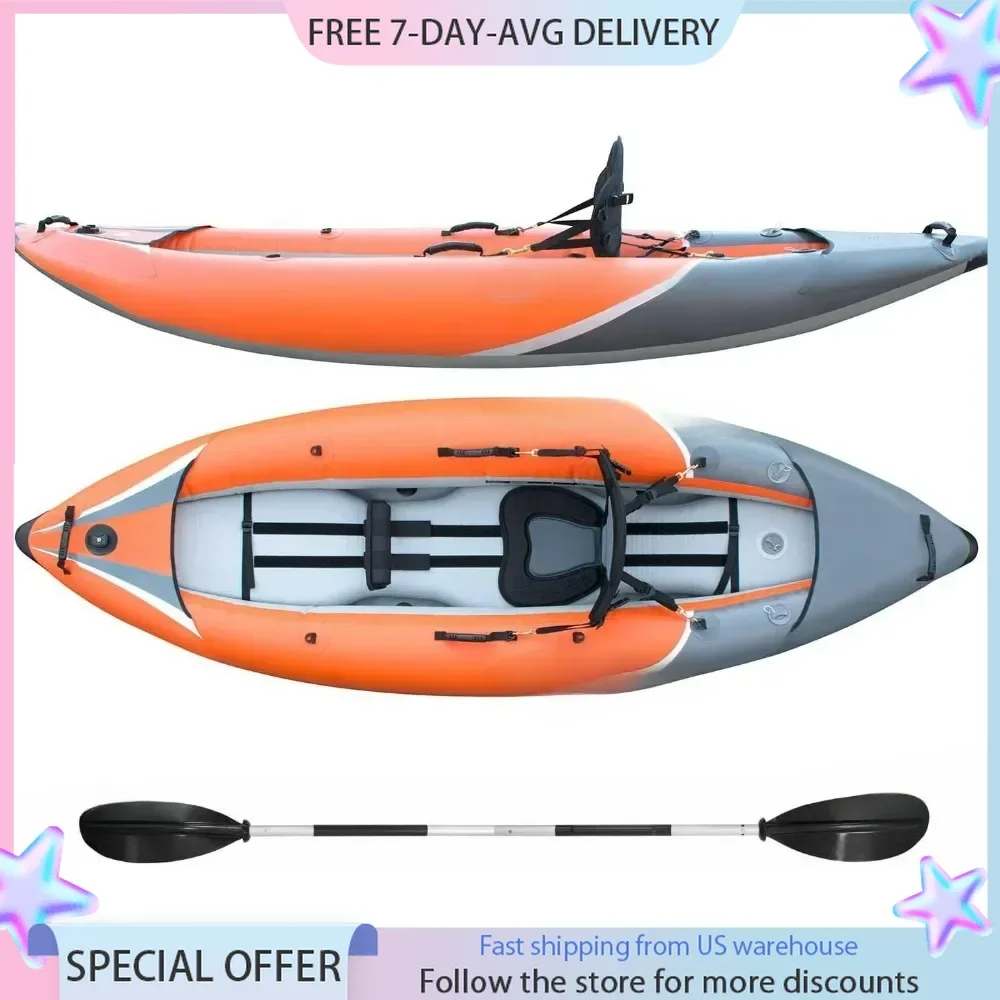 Inflatable White Water Kayak - Kayaks for Adults with High Pressure Floor, Aluminum Paddles, and Pump, Inflatable Water Kayak