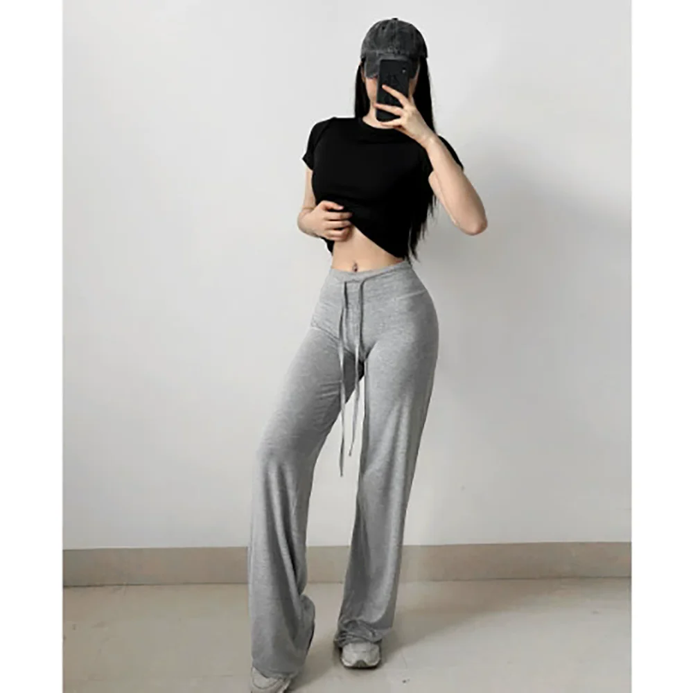 Fashionable Sexy Soft Fitness Pants Casual Pants High-Waisted Wide-Leg Pants Slimming Sports Modal Casual Sports Pants