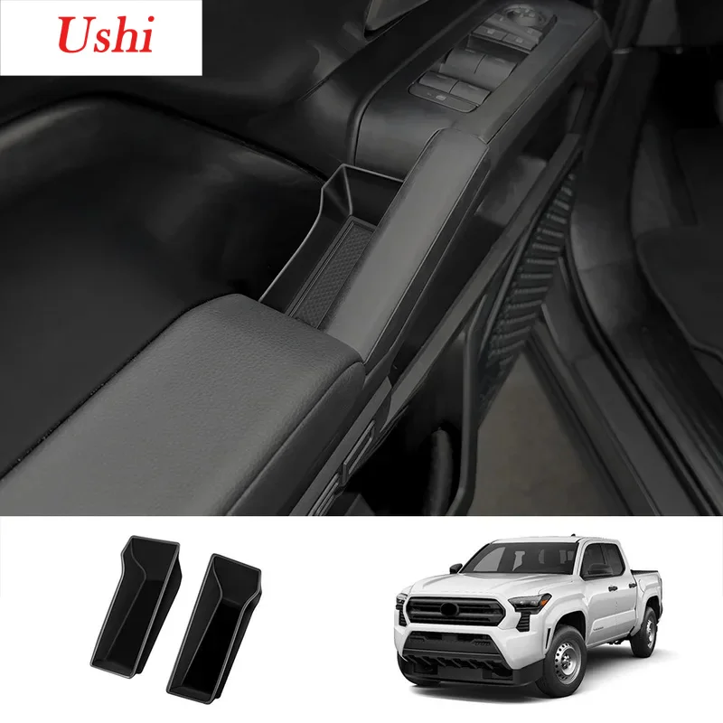 2PCS For Toyota Tacoma 2024 Car Door Storage Box ABS 2024 By Armrest Storage Acessories Interior