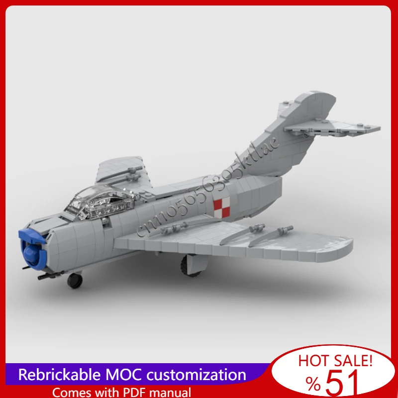 Nowy zestaw MOC Lim 5p, model myśliwca jednomotkowego, 514 elementów, do samodzielnego montażu, edukacyjny, kreatywny, zabawka dla dzieci, prezent na Boże Narodzenie.