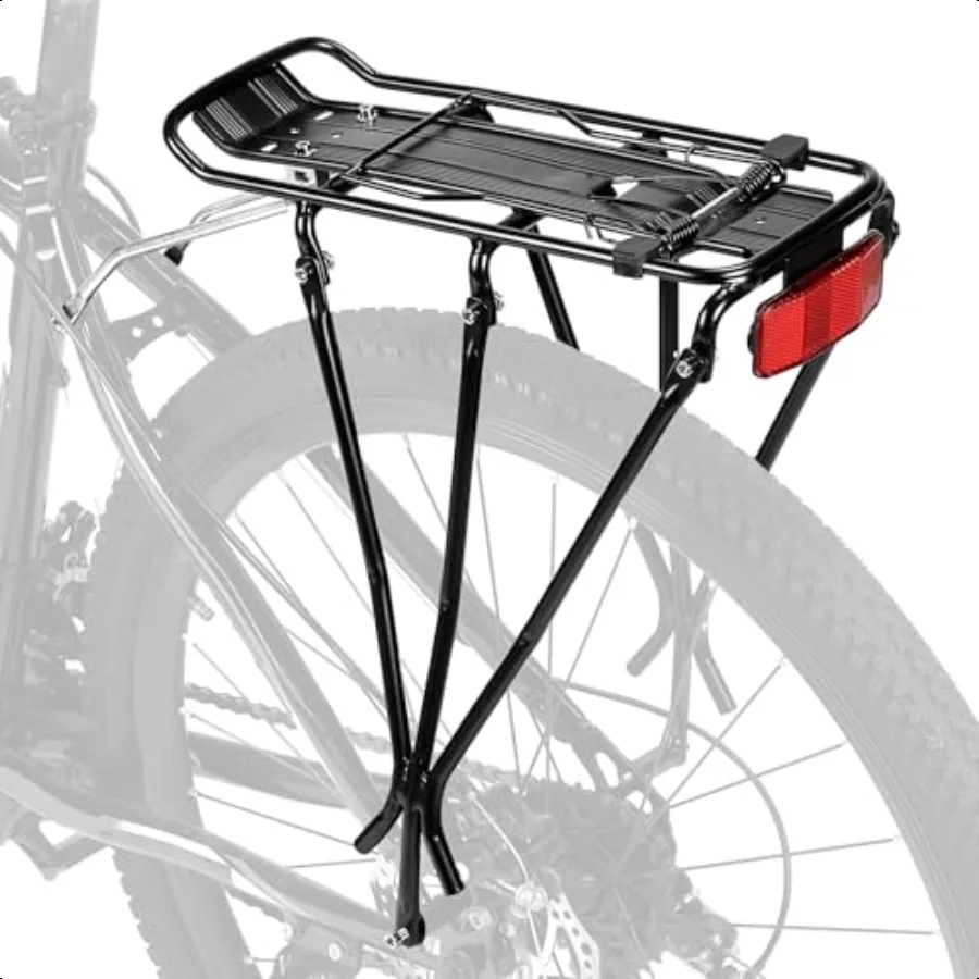 

KEMIMOTO Bike Cargo Rack Rear Bike Rack 2427.5 in Adjustable Length Maximum Load 220lbs Red Rear Reflective Light ThreeBracket
