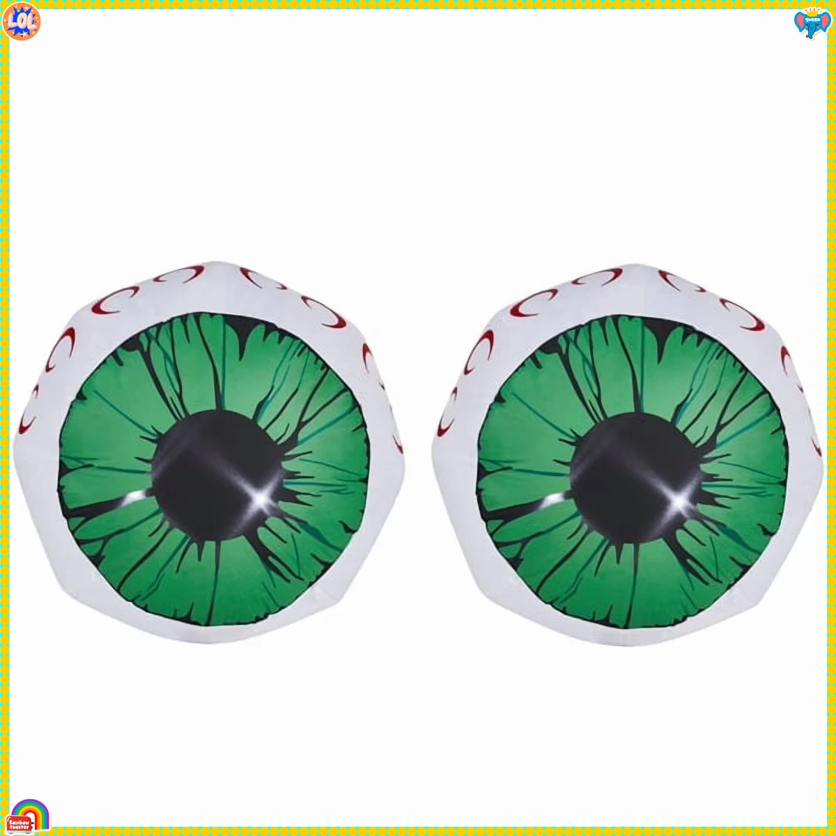 

2 упаковки надувных игрушек на Хэллоуин, 3 фута, гигантские зеленые глазные яблоки со светодиодной подсветкой, страшные надувные уличные украшения