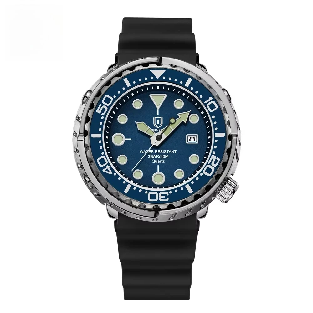 2027 QINGXIYA Men Sports Quartz Watch Silicone Strap Waterproof Luminous Date Military Wristwatch Relogio Masculino