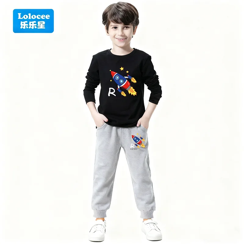 Jungen Frühling Herbst Kleidung Set Kinder Lustige Astronaut Langarm T-shirt Top + Lange Hosen 2 stücke Anzug Teenager trainingsanzug YHYSZ1 – Detail 2