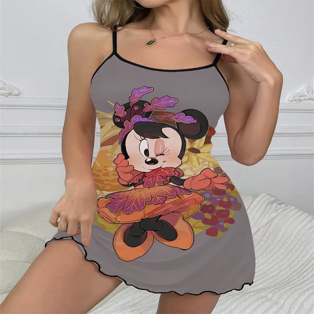 2024 New Comfortable Sleepwear for Women Sexy Luxury Female Sleeping Skirt Cartoon Minnie Pattern Women's Suspender Nightwear