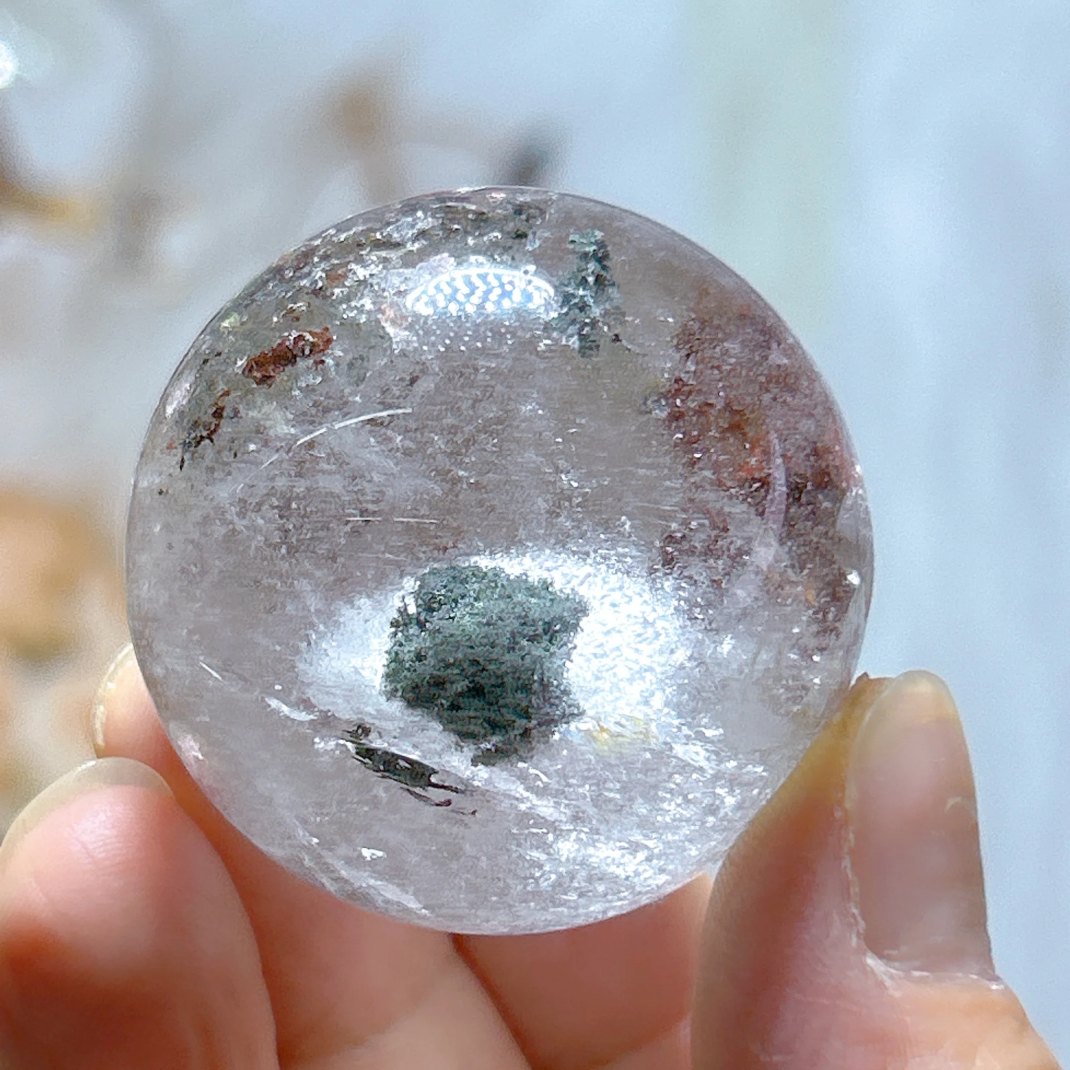 Healing Natural Crystal Brazil Garden Quartz Sphere Polished Reiki Energy Gemstones Ornament Room Decor Home Decoration Gift