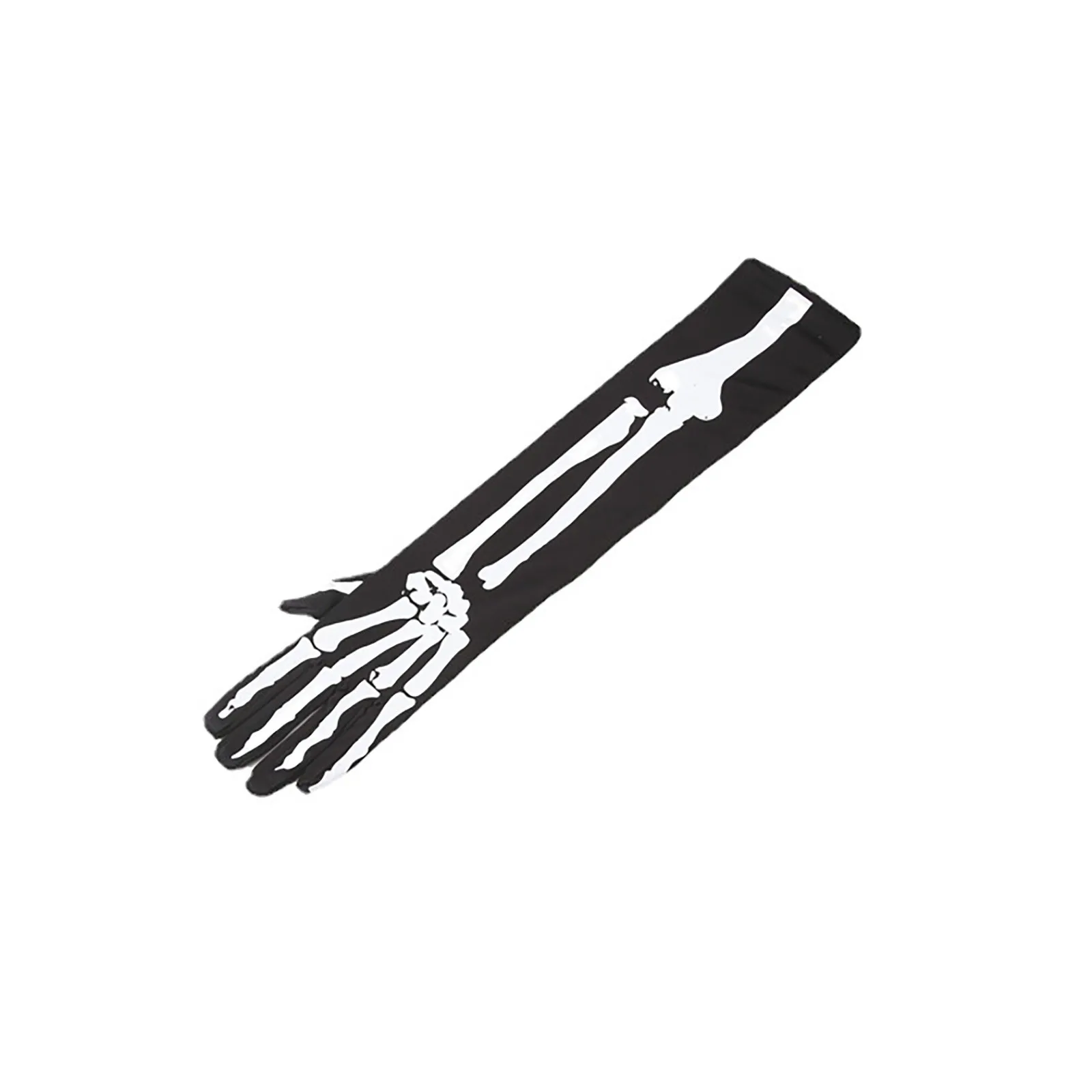 Guantes de espectáculo de Halloween con estampado de esqueleto, guantes de broma decorativos Extra largos, guantes de personalidad de tendencia, guantes de moda de bola de fiesta