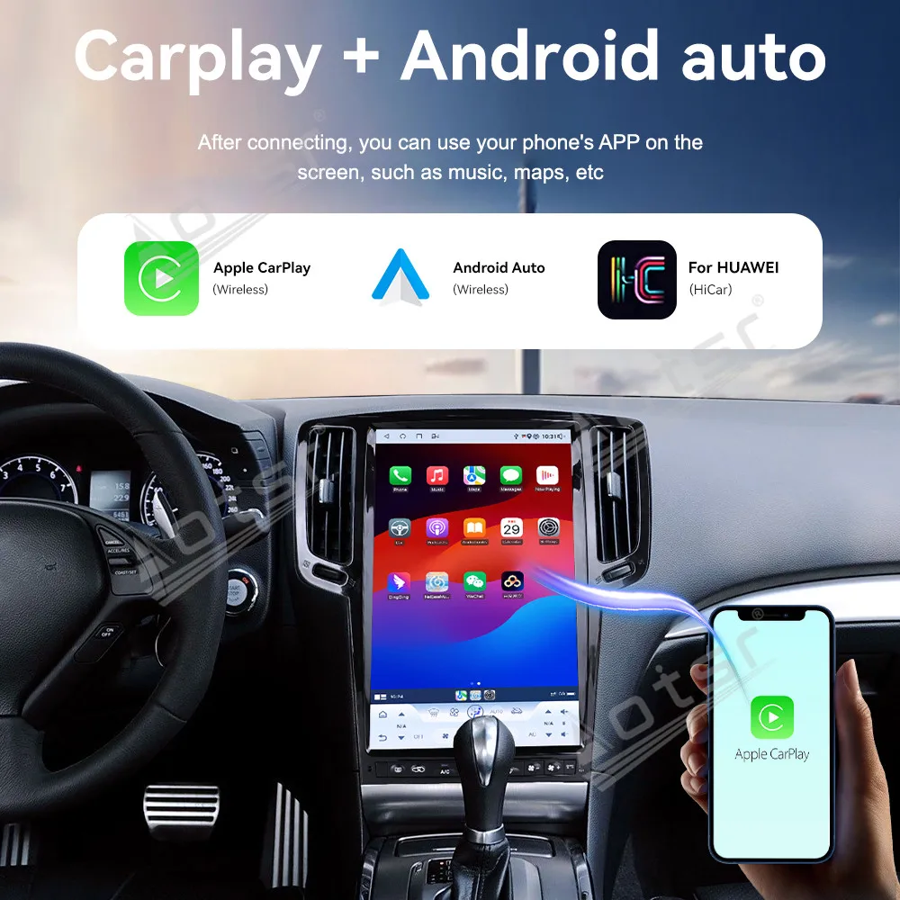 

14,5-дюймовый автомобильный радиоприемник CarPlay QLED на Android 14.0 для Infiniti G Series 2007-2016 с GPS-навигацией, стереосистемой и мультимедийным плеером