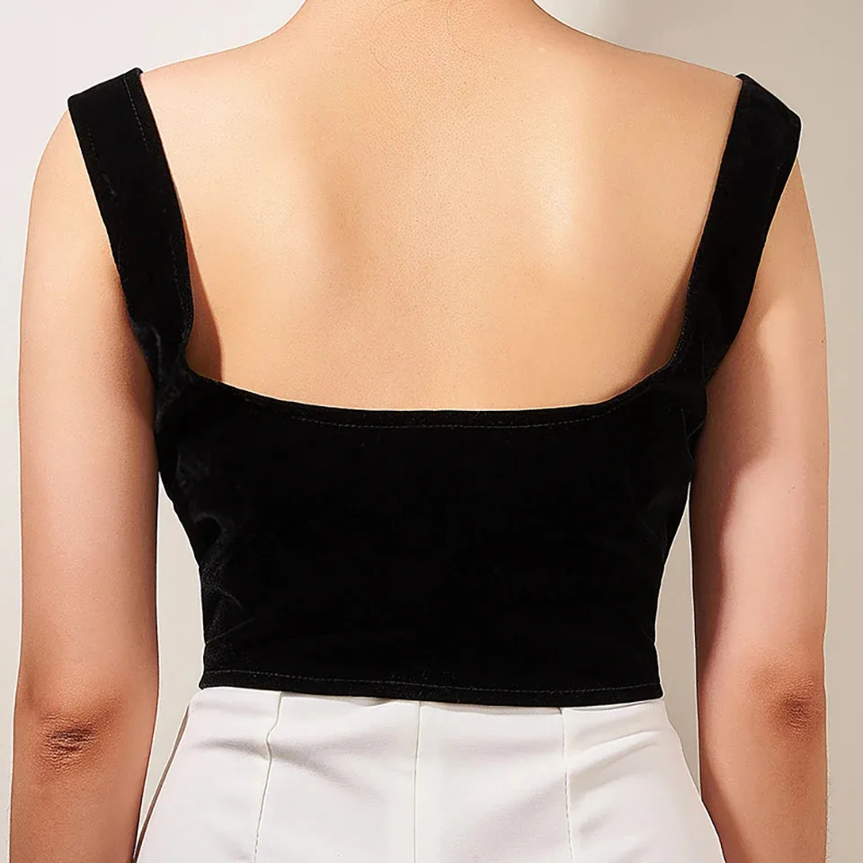 Damen-Korsettgürtel mit Schnürung, Unterbrust-Taillenkorsett-Oberteil, sexy Steampunk-Bustier, Taillenformer, Spaghettiträger-Cami-Crop-Top – Detail 6