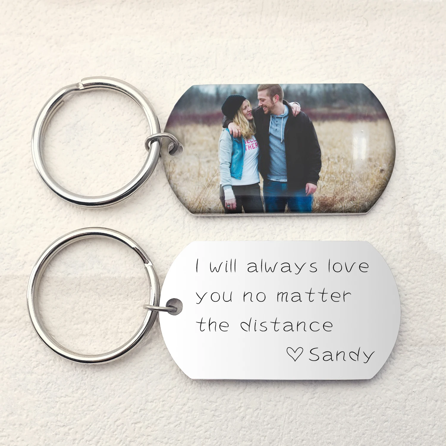 Personalized Photo Keychain Custom Picture Key Chain Customized Keyring Dogtag Keychain Double Sided Gift For Him Boyfriend Gift