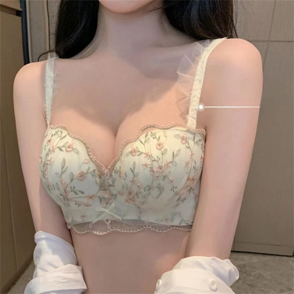 New Product Lace Bras Padded Adjustable Collect Breast Milk Anti-sagging Wire-free Push-up for Small Bust Women's Bra