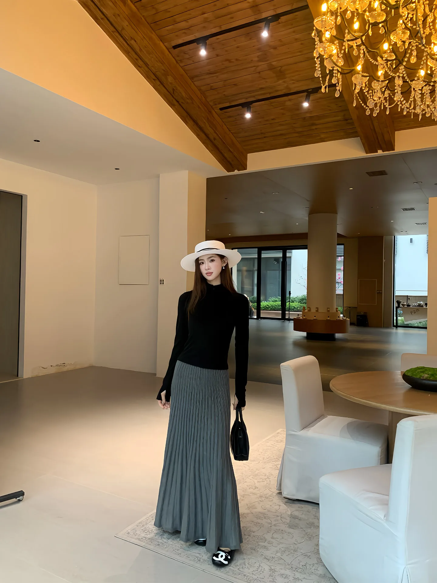 

Ретро-юбка макси с вязаным узором «Апельсиновое дерево», женская, весна-осень, длинная, приталенная, эстетичная, с плиссировкой