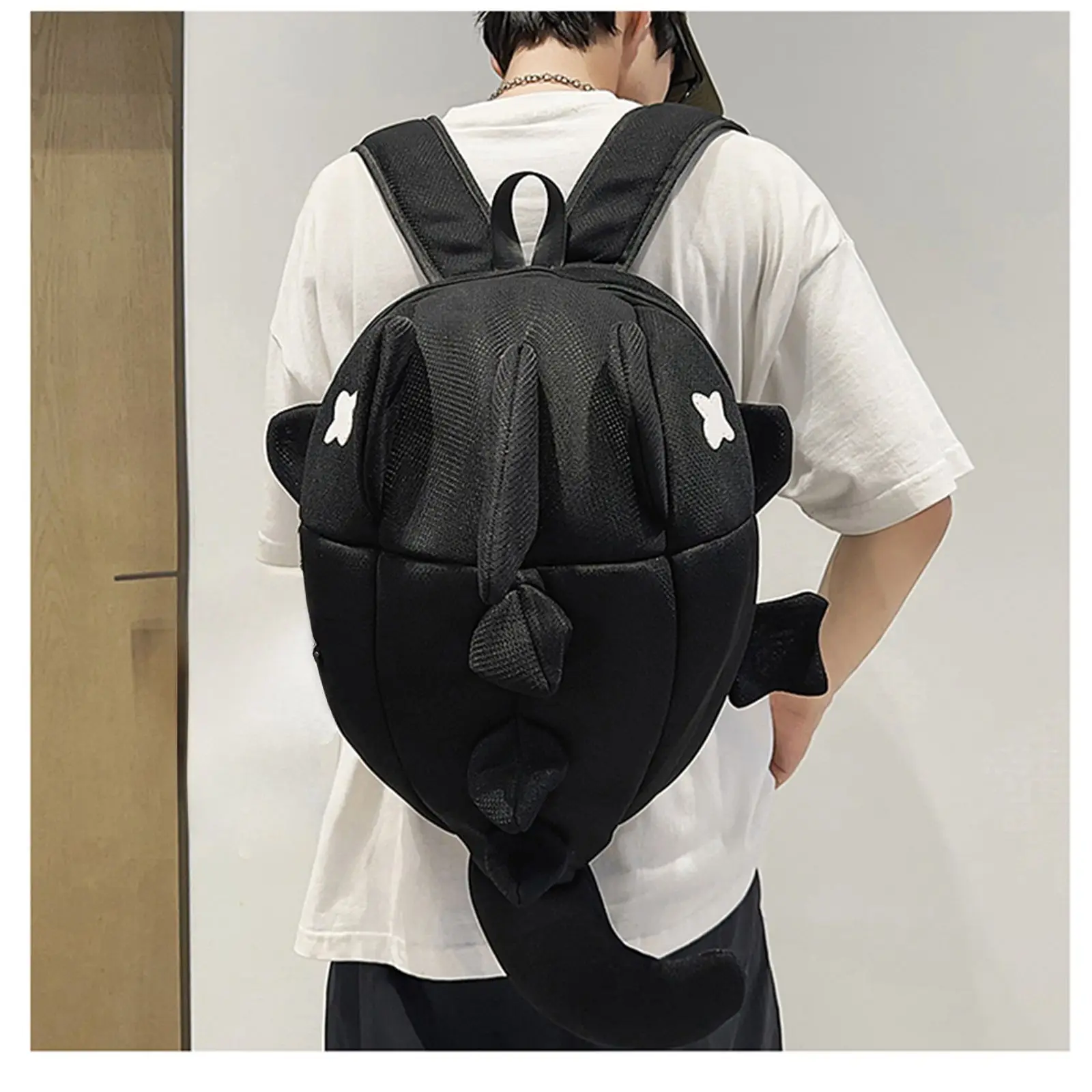 Fashionable shark backpack, large capacity casual and simple student backpack, personalized and versatile backpack view 3