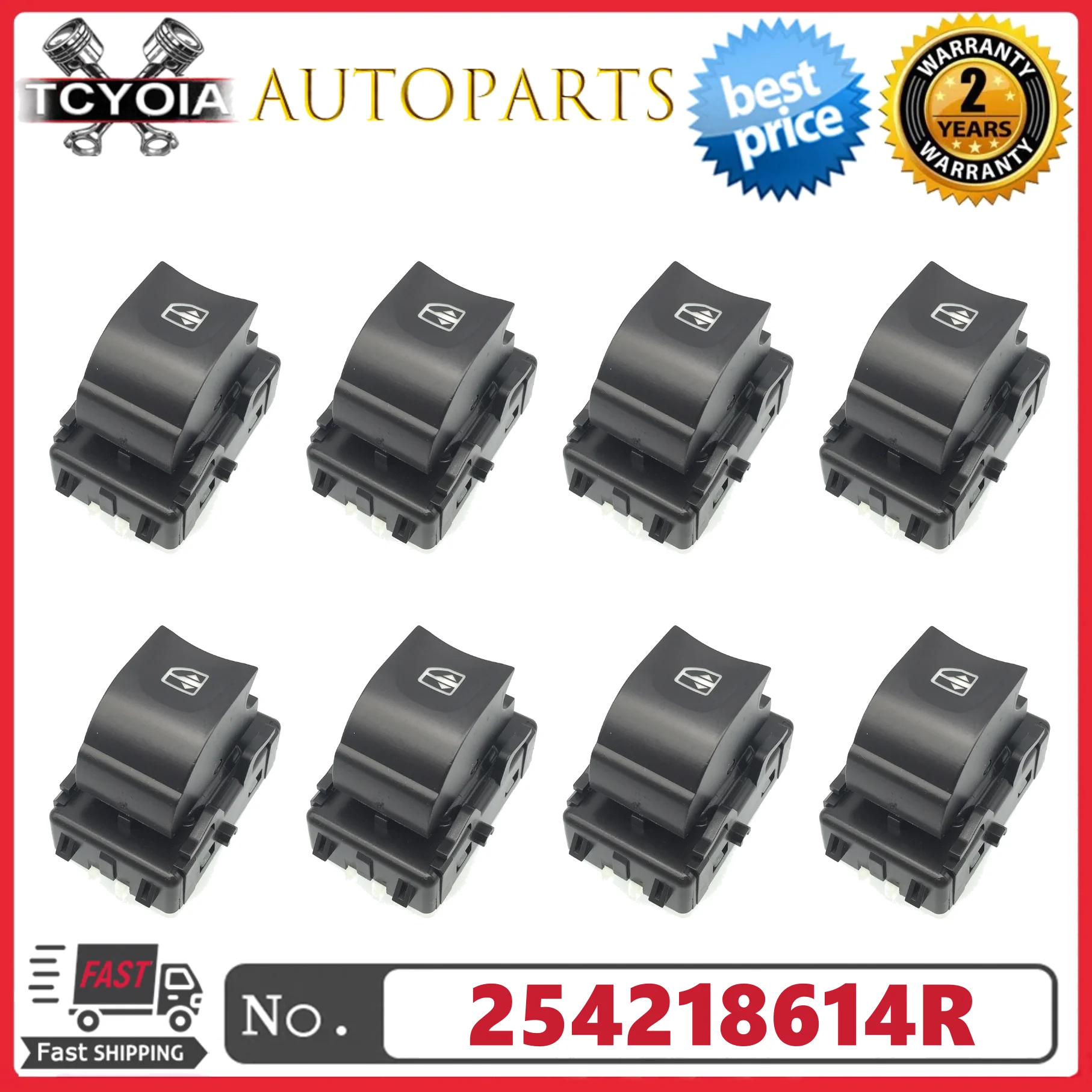 Botão Interruptor de Vidro Elétrico para Venda em Massa 254218614R para Dacia Duster, Lodgy, Logan, Sandero, Renault Captur, Clio
