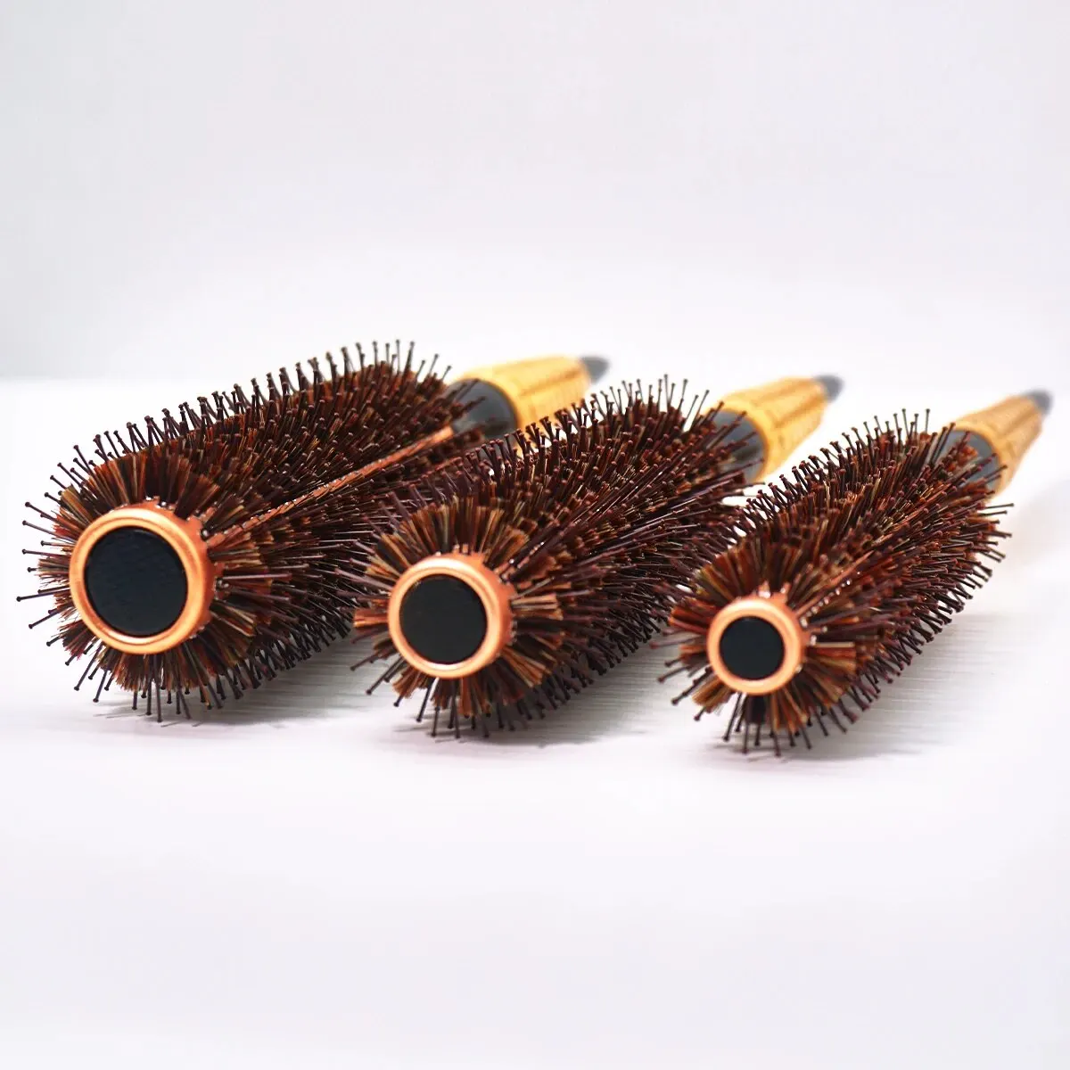 Wood Handle Boar Bristles Round Brush Hair Curly Comb Pro Hair Brush Anti Static Brush Teasing Brush Hairdresser Styling Tools