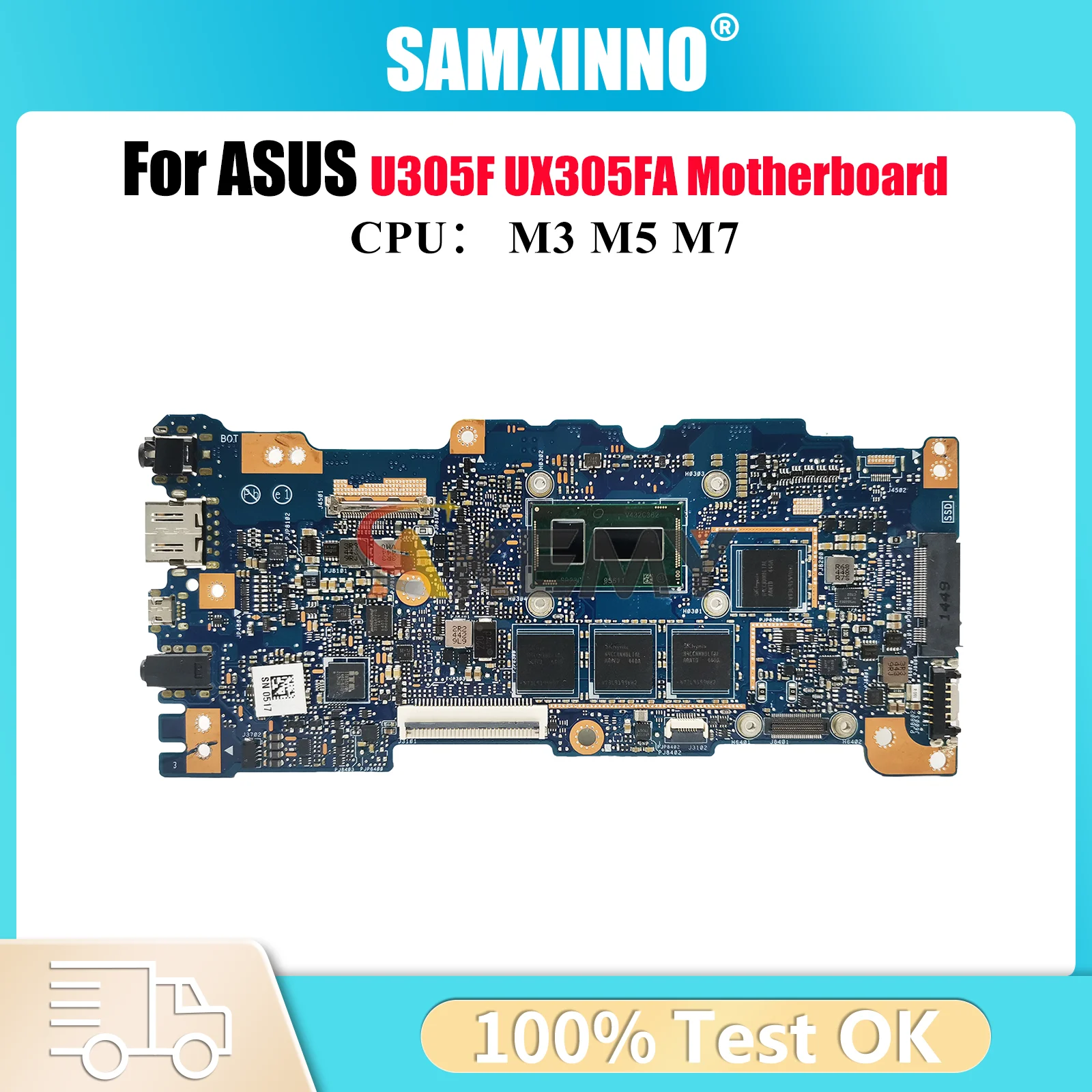 

UX305FA Материнская плата для ноутбука ASUS ZenBook U305F UX305F UX305FA Материнская плата для ноутбука с процессором M3 M5 M7 100% тестирование ОК быстрая доставка