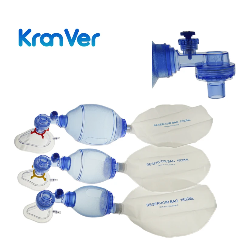 

KranVer Artificial Resuscitator Emergency Ambu Bag PVC Manual Resuscitator Reservoir Bag First Aid Tools For Adult Child Infant
