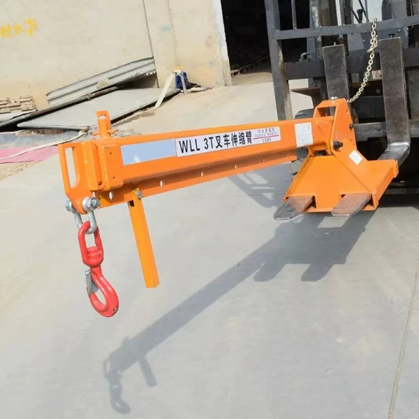 Telescopic Forklift Jib Boom 2000kg 3m, Fork Mounted Crane Arm for Material Handling