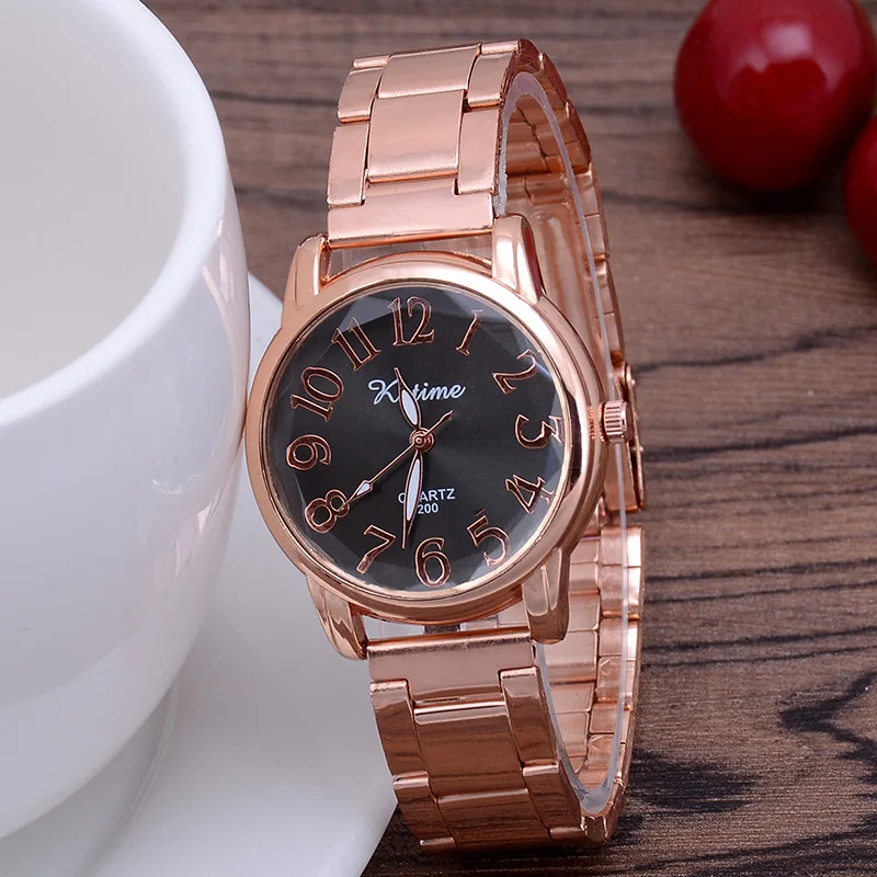 Hot sale rose gold band ladies watch solid color dial steel band casual business quartz watch women watches  reloj de mujer