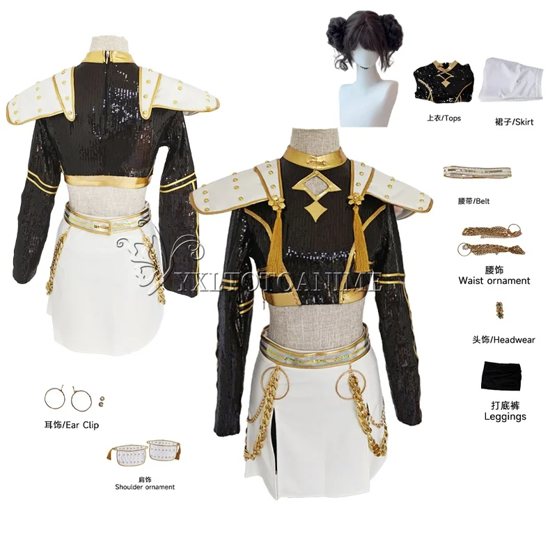 

KPop Zoey Косплей Костюм Парик Черное Пальто Пение Костюм Песня-Акционный Костюм Женский Хэллоуин Вечеринка Ролевая Игра Наряд