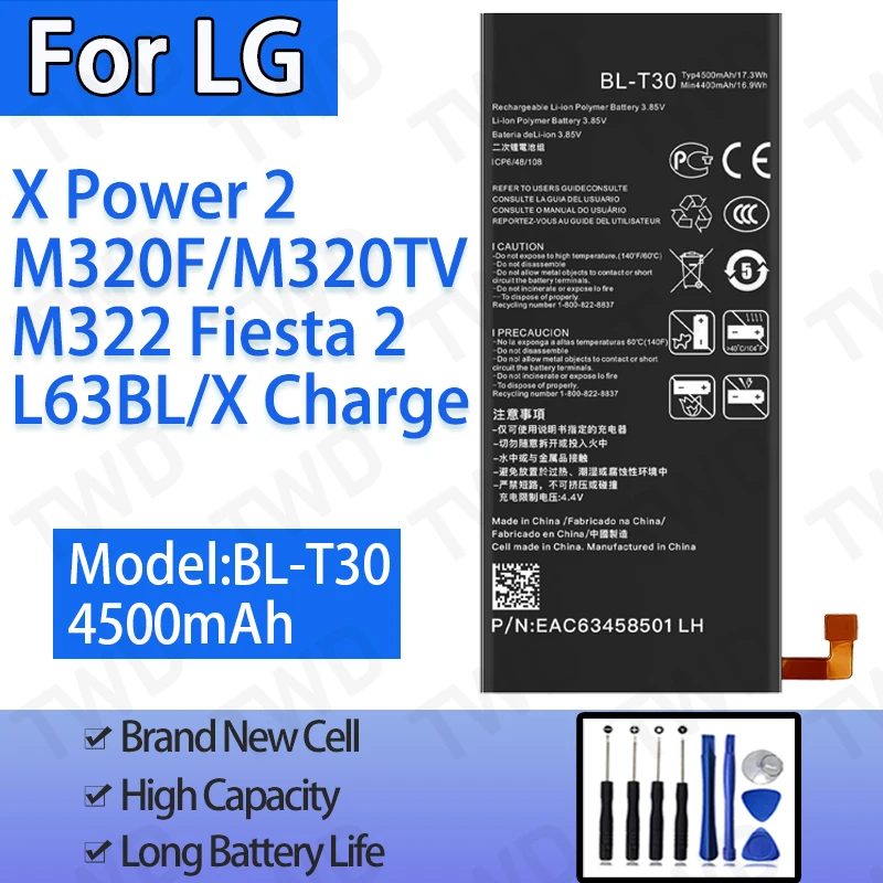 BL-T30 Large capacity 4500mAh Battery For LG X Power 2/M320F/M320TV Batteries New High Quanlity+Free Tools