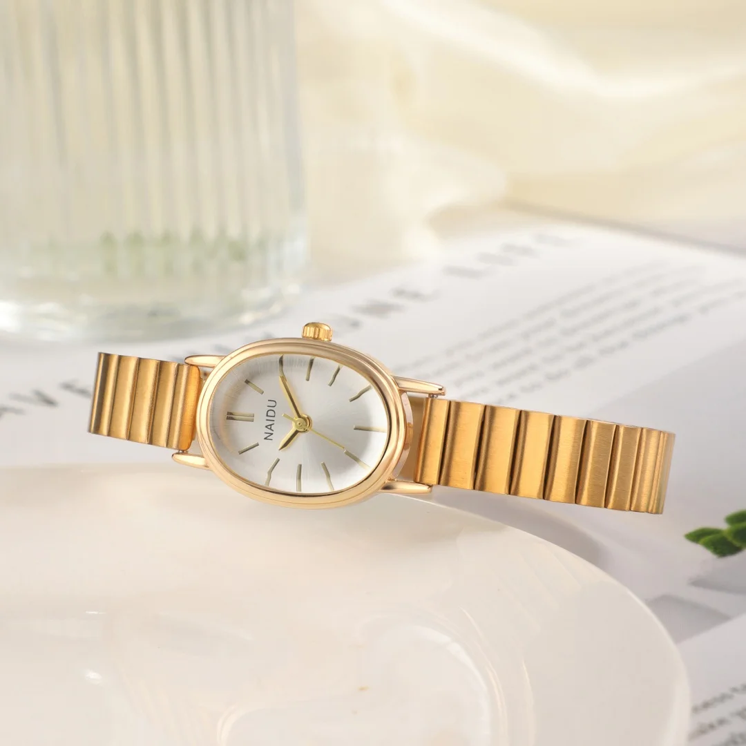 Oval minimalista senhoras relógios ajustável pulseira de aço inoxidável relógio de pulso de quartzo pulseira de ouro vestido relógio para mulher relojes