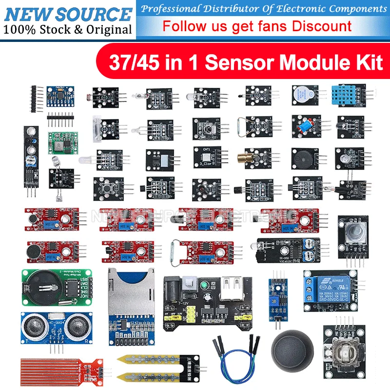 45 in 1 Sensors Modules Starter Kit Better than 37in1 Sensor Kit 37 in 1 Sensor Kit UNO R3 MEGA2560 For Arduino FreeShipping