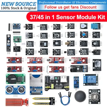 45 in 1 Sensors Modules Starter Kit Better Than 37in1 Sensor Kit 37 in 1 Sensor Kit for Arduino UNO R3 MEGA2560 FreeShipping