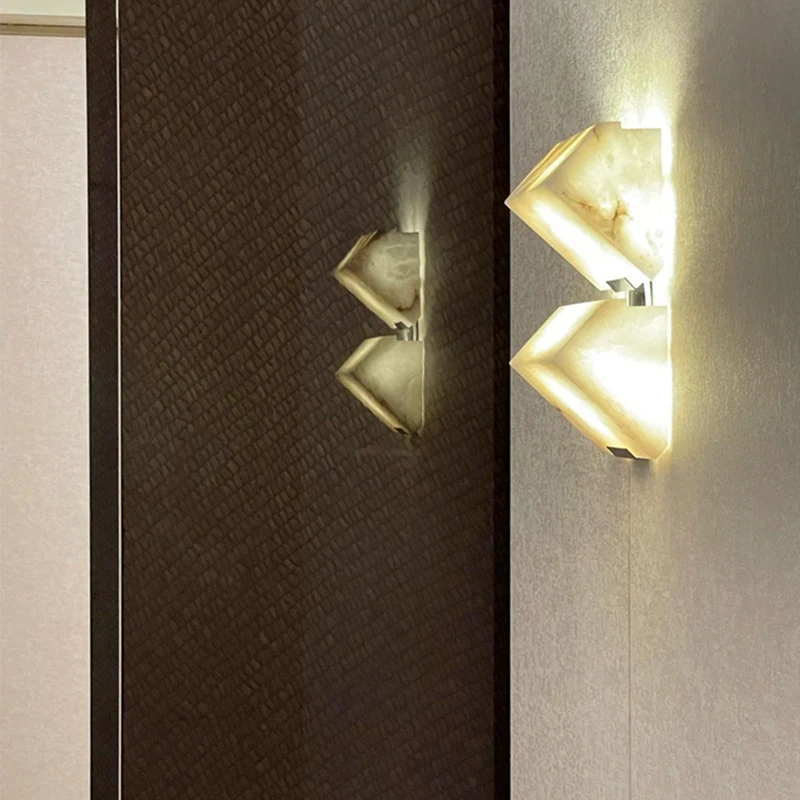 الشمال الفاخرة وحدة إضاءة LED جداريّة ضوء فندق غرفة المعيشة غرفة نوم درج الرخام الطبيعي الجدار ضوء أسود معدن الفن ديكور المنزل