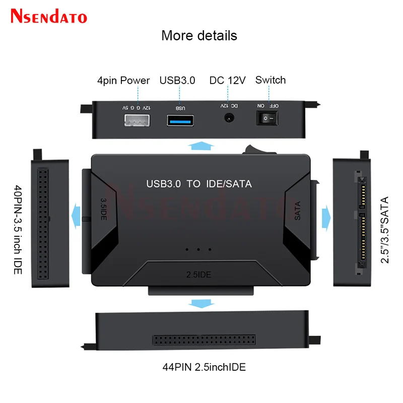 

Универсальный адаптер для жесткого диска 2,5, 3,5, USB 3,0, передача данных на SATA, IDE, комбинированный внешний конвертер для оптических дисков, HDD, SSD
