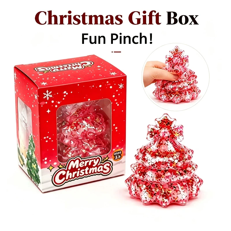 Christmas Tree Squeeze Figurine Maltose Filled Slow‑rebound Stress‑relief Ornament Glitter Filled Squishy Decoration For Xmas