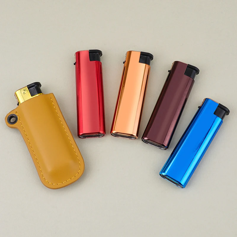 Funda de encendedor de cuero PU hecha a mano para Mini Bic y ataúd, bolsas para encendedores, funda, soporte, accesorios para fumar y cigarrillos