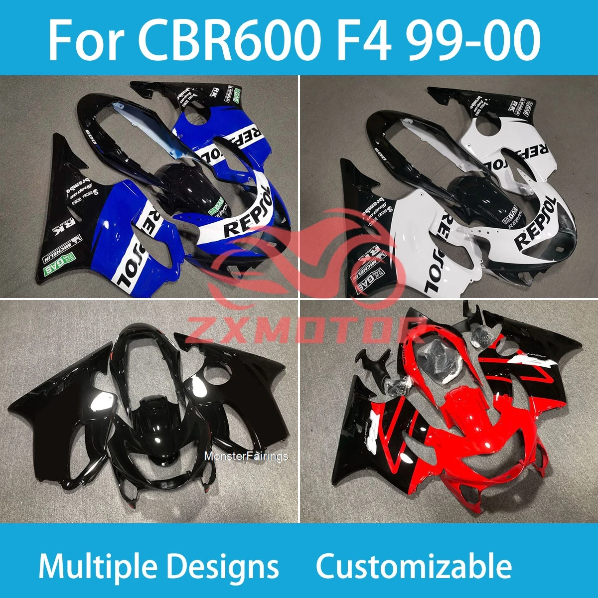 

Детали для ремонта, обтекатели CBR600 F4 99 00, окрашенный обтекатель для мотоцикла, комплект обтекателя кузова для Honda CBR600F4 1999 2000