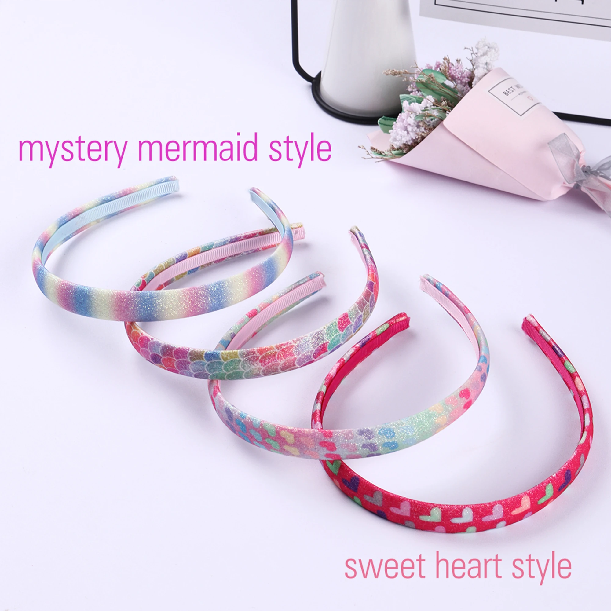 Fashion Glitter Hair Bands For Girls Cute Rainbow Hair Hoop Hairbands Lovely Mermaid Headbands For Kids Gifts Hair Accessories