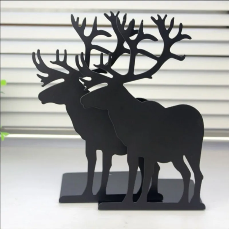 

2pcs/set book holder for reading elk bookends restoring ancient ways Desktop receive arrange bookends for Christmas gifts blac