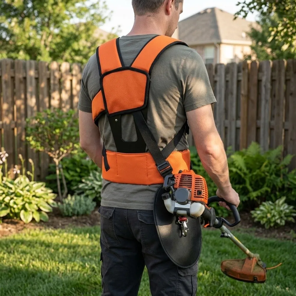 Shoulder Strap for Brush Cutter with 42 x 36 x 8 cm Dimensions Orange Black Color and for Quick Adjust Buckles for Fit