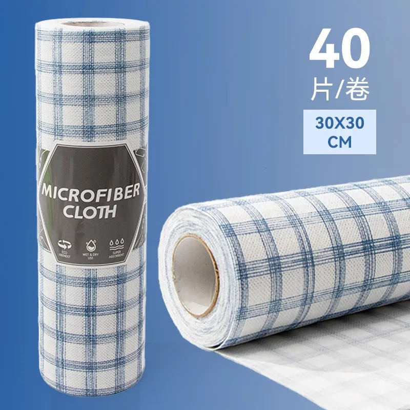 

40Pcs 30x30cm 1 Roll Microfiber Reusable Geometric Printed Kitchen Cleaning Towels Non Greasy Dishwashing Cloth