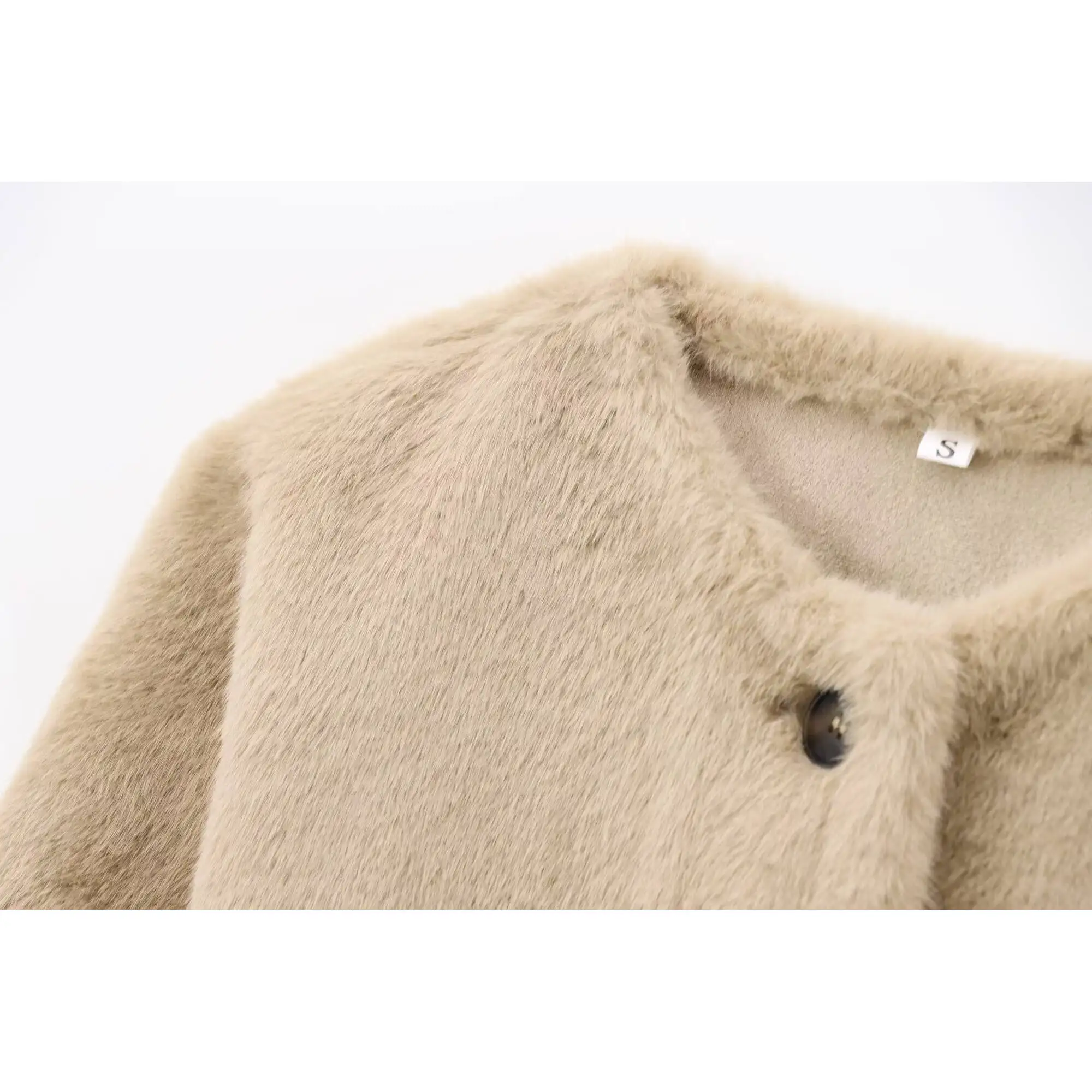 معطف JNLEAOG النسائي ort Jaet بتأثير الفرو المزيف لخريف جديد وحامل مناسب من البوليستر الدافئ الطويل وزر إغلاق