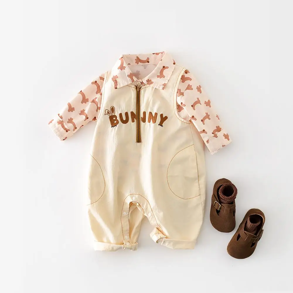 

2026 Spring New Baby Sleeveless Romper Fashion Boys Letter Overalls Infant Girls Cotton Casual Jumpsuit Toddler Clothes